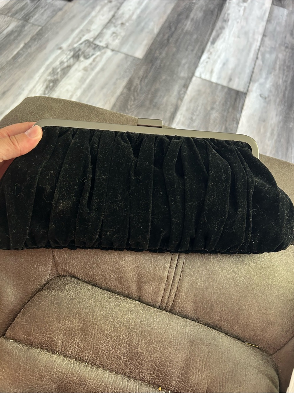 4/$100 Black Velvet Ruched Frame Clutch purse